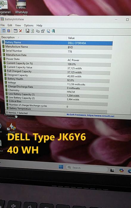 Baterii laptop Lenovo si Dell