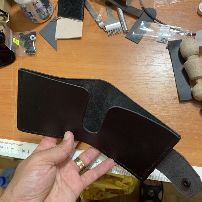 Кожен портфейл черен ръчно изработени