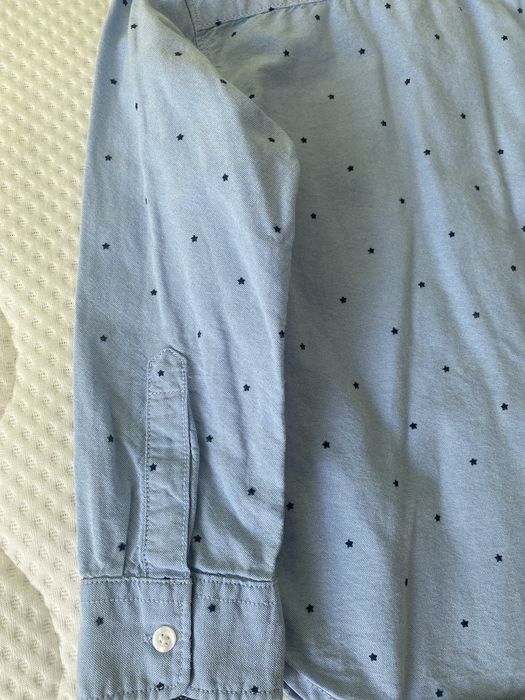 Светло синя плътна памучна риза с дълъг ръкав 120 см