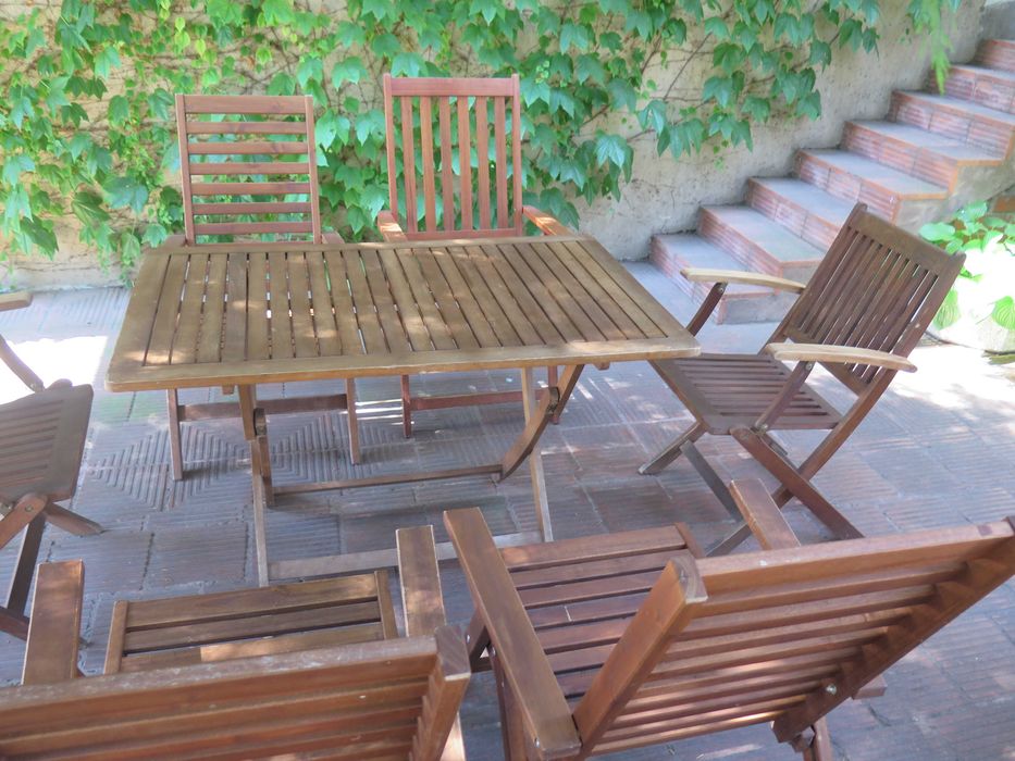 Тиково дърво ,сгъваем, стол-2бр.,маса-2бр.,