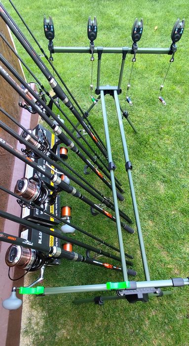 Set Pescuit,4 Lansete Carbon 3,90m,4 Mulinete Wind Blade 8000 Long Cast,13 Rulmenți,Rod Pod Echipat, Fir