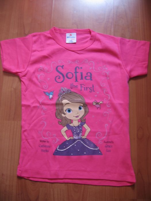 Tricou Printesa Sofia I, alb si roz, 6-12 ani, NOU