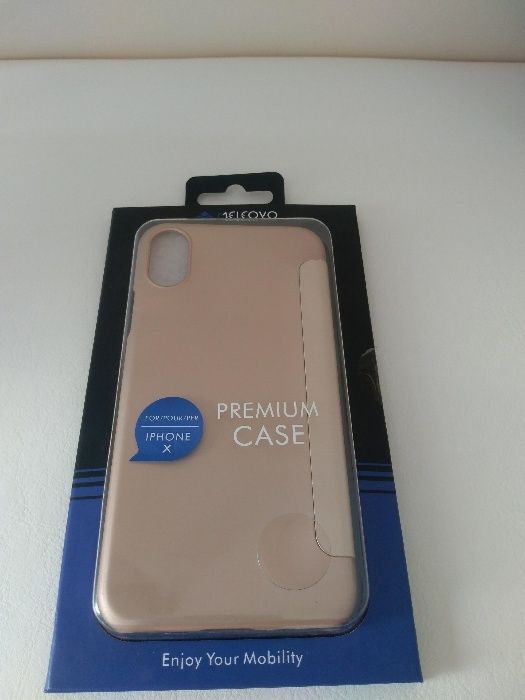 Vand Husa Apple iPhone X, Smart Flip,protectie, Auriu,noua.