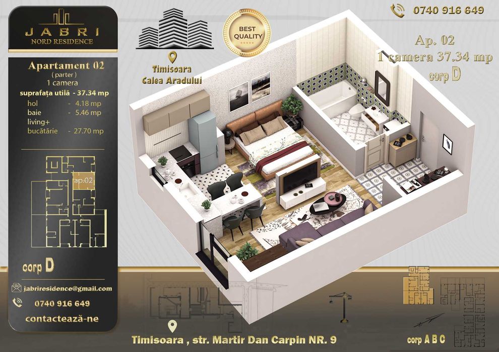 Apartament cu 1 camera de vanzare