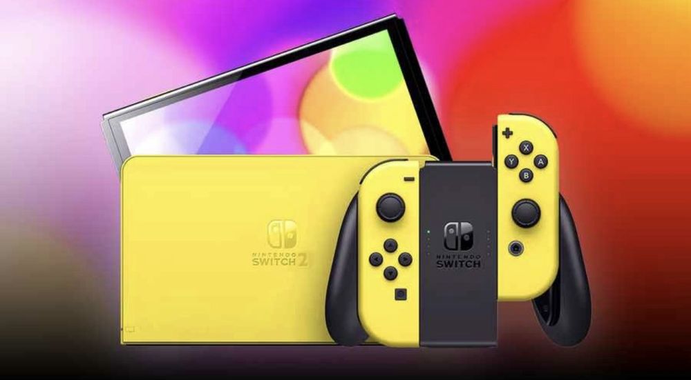 Nintendo switch yellow and blue edition with 5 games