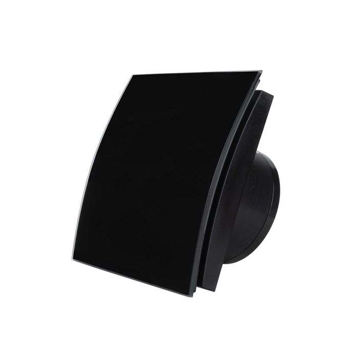 Вентилатор за баня дизайн стъкло черен мат клапа турбо дебит 169м3/ч