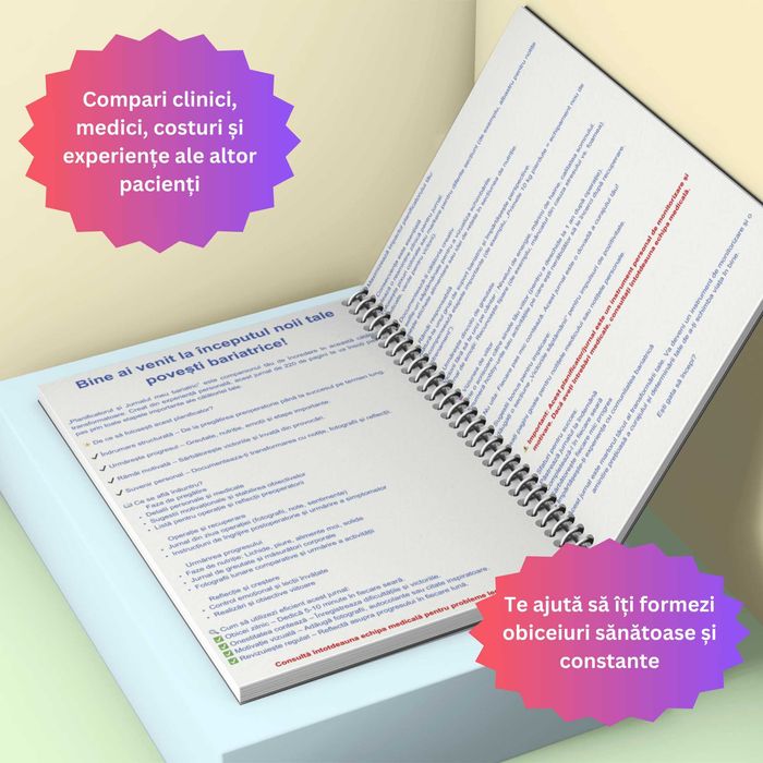 Jurnal Bariatric Complet 220 pagini A4 printat (pre-op + post-op)