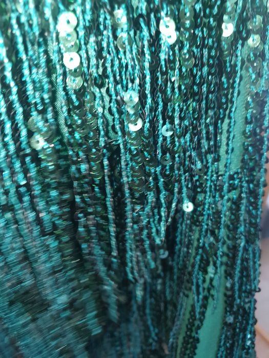 Rochie de seara verde cu franjuri