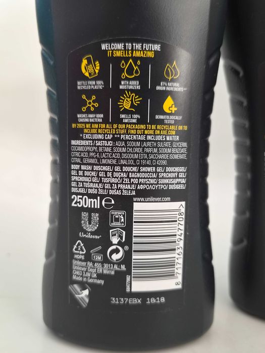 1 бр-2.99€ 3 бр-6.99€ AXE душ гел 3в1 250мл, микс аромати
