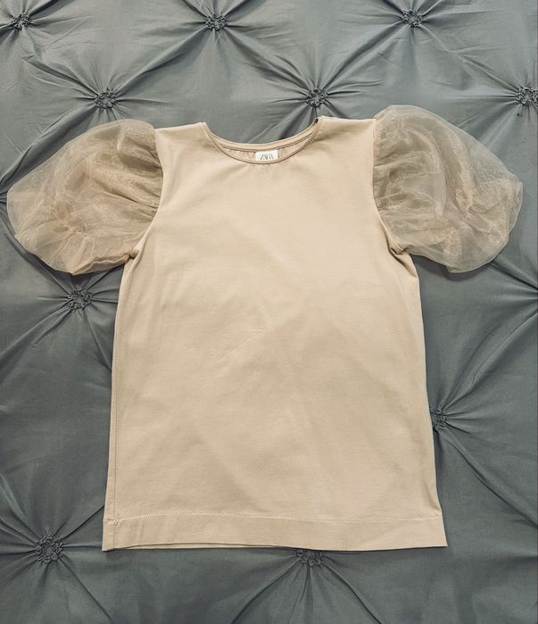 Tricou Zara roz pudrat, bumbac, 11-12 ani, nou, fără etichetă