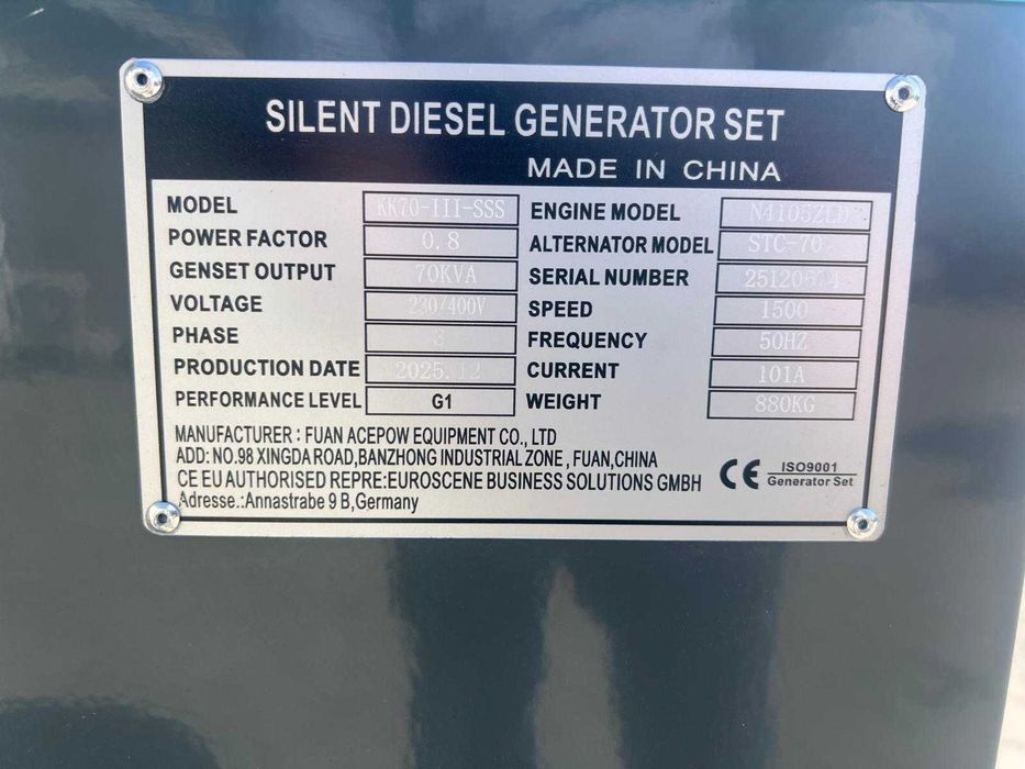 Generator diesel de 24 / 30 / 33 / 40 / 50 / 56 Kw - Silentios , cu Prize , Nou