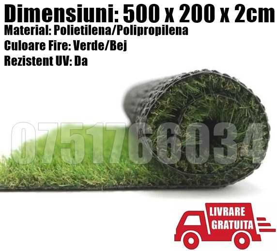 Gazon Sintetic Artificial Terasa Iarba 500x200x2cm LIVRARE GRATUITA