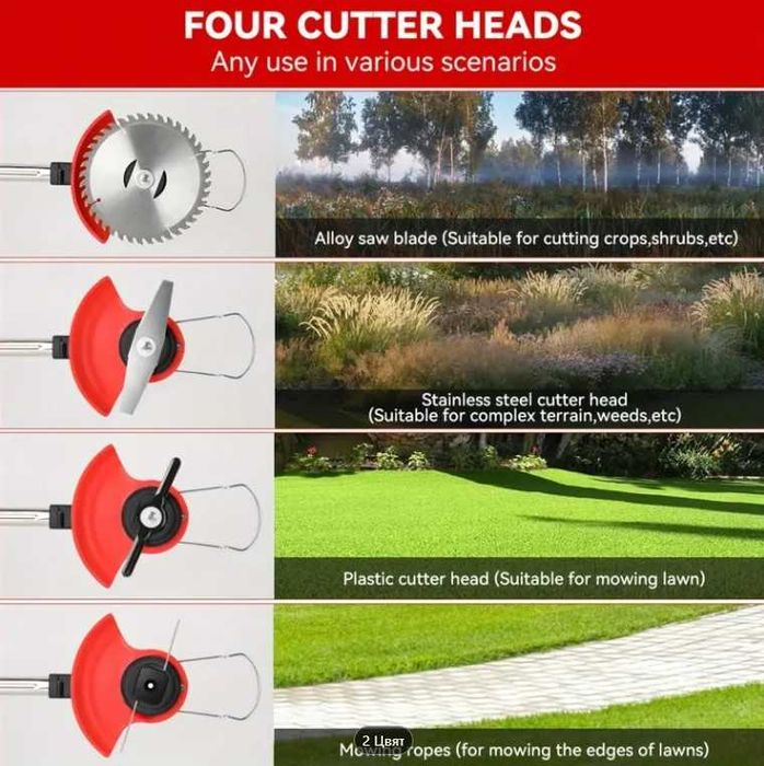 Тример с 2 батерии и 10 приставки, чисто нов, в кашон