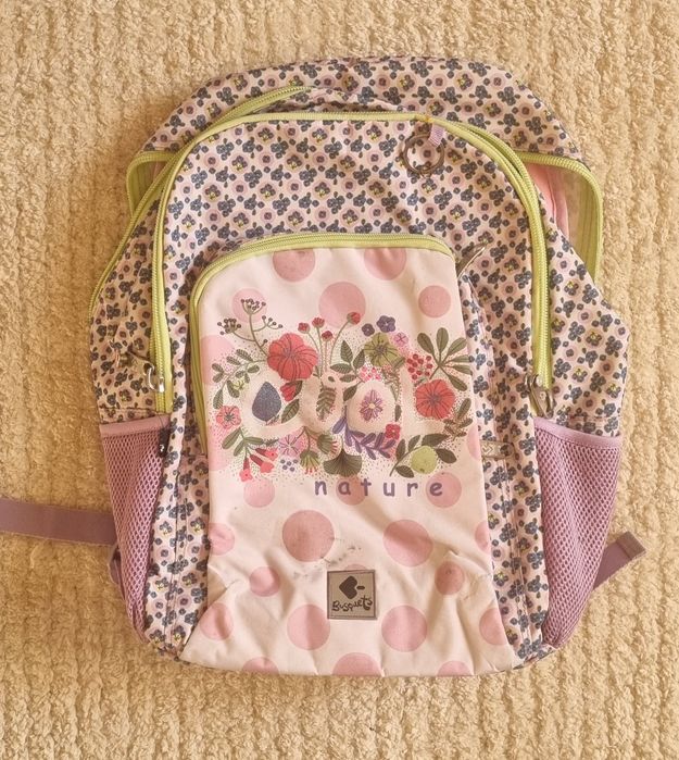 Ученическа раница за момиче, лилаво и бяло