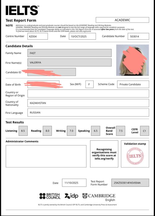 Индивидуальные занятия по  IELTS