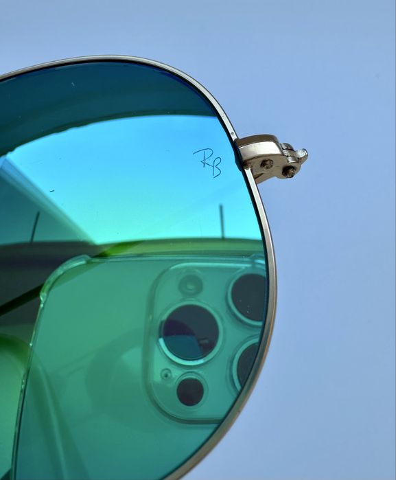 Ray Ban RB3025 Aviator Large Metal 58мм Green Mirror /отлични