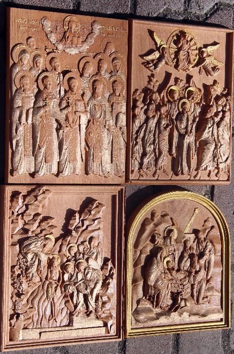 Иконы объёмные из бука