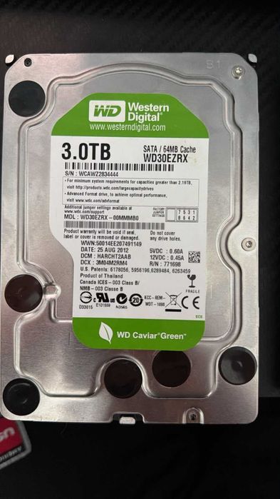 Hard Disk 3TB WD Caviar Green 3.5" SATA - Model WD30EZRX (64MB Cache)