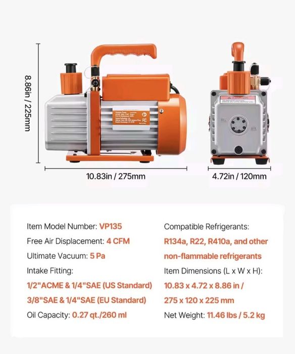 Pompa vid, vacuum, aer condiționat, nouă