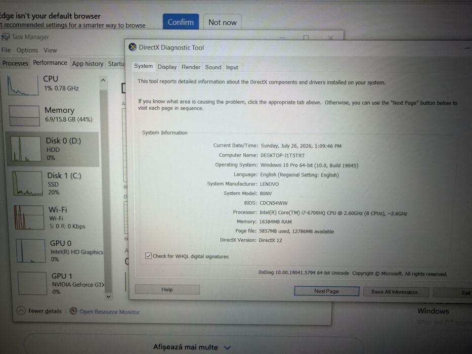 Laptop Lenovo Ideapad Y700 (Model 80NV)