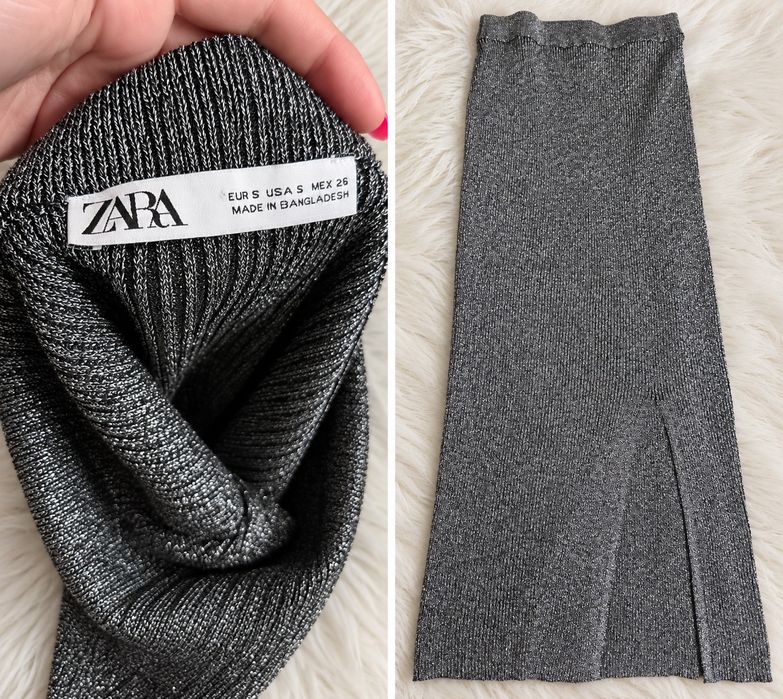 Дълга пола Zara със сребърни нишки