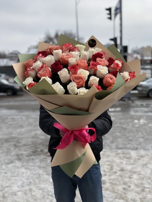 Метровые голландские розы 14февраля и 8марта по 1800тг