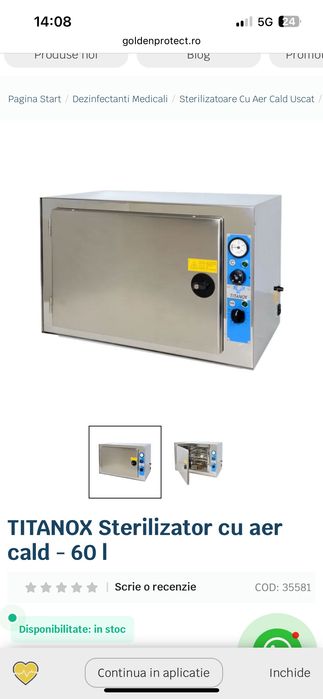 Sterilizator medical /cosmetic Titanox 60 litri
