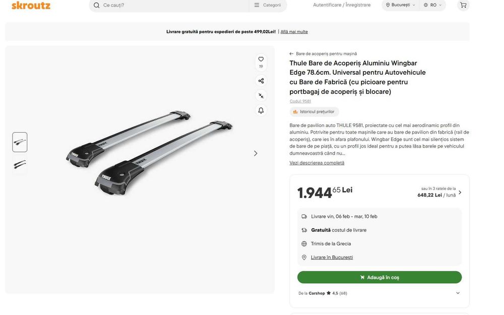 Bare Transversale Thule Edge Wingbar audi volkswagen skoda renault bmw