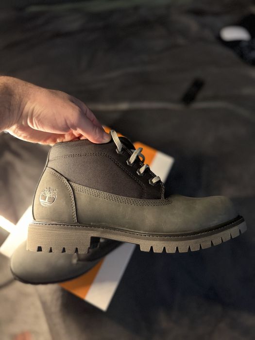 Timberland mid lace Chukka Boot bocanci gri cu negru piele 42 noi