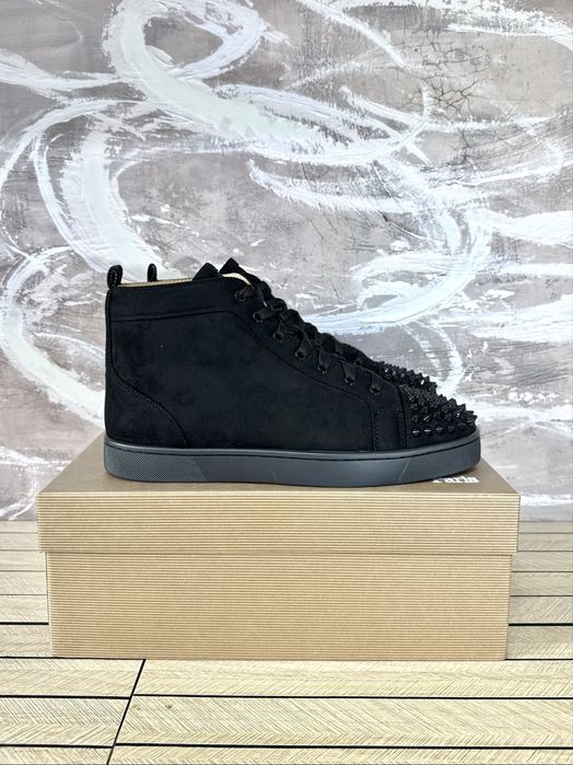 Christian Louboutin High Suede Black Spikes