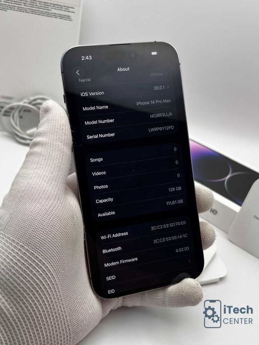 iPhone 14 Pro MAX, 128GB, Purple, 100% батерия, КАТО НОВ, ГАРАНЦИЯ!