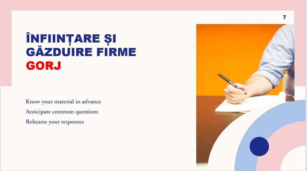 Infiintari firme SRL PFA gazduire jud Gorj Targu Jiu nr tel in anunt