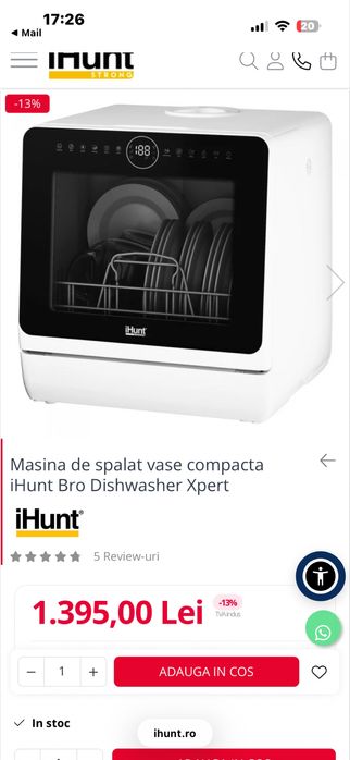 Ihunt masina de spalat vase mica
