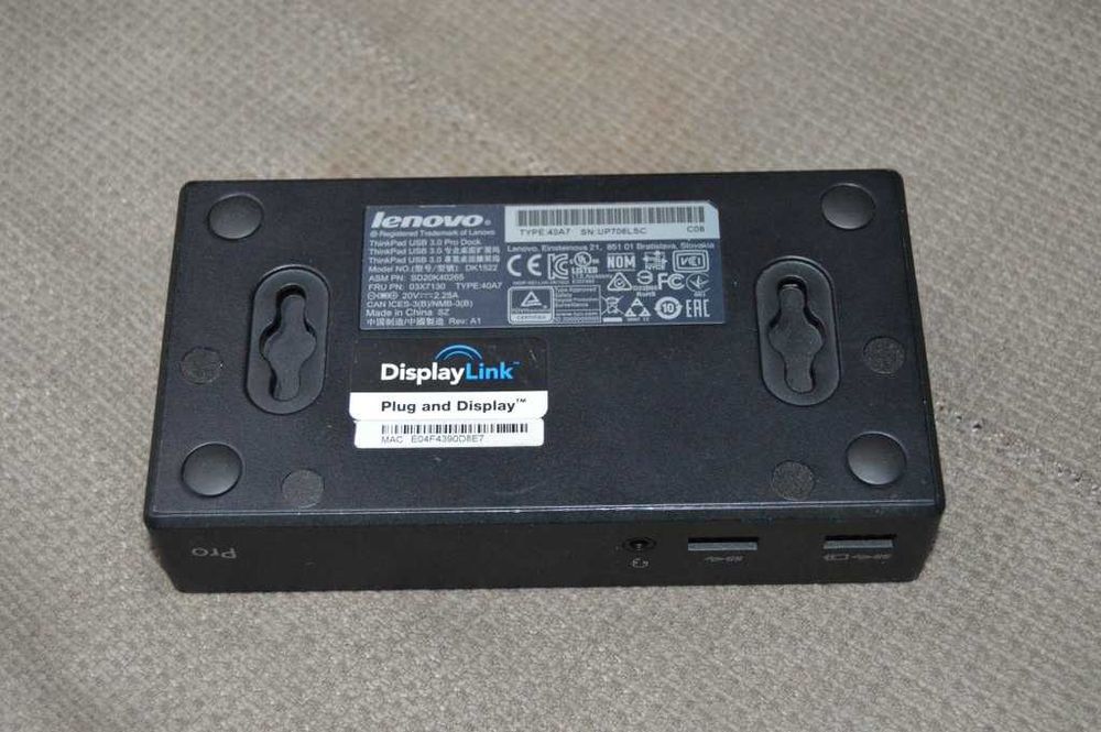 Lenovo ThinkPad USB 3.0 Pro Dock (Model 40A7) DisplayPort 1.2