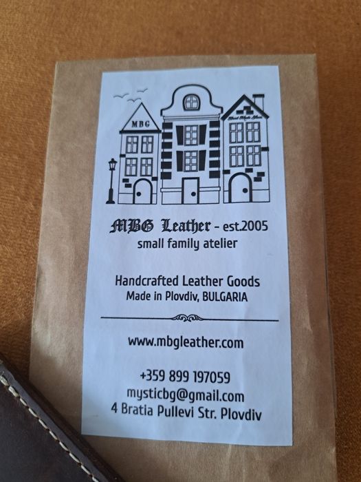 Визитник, естествена кожа, ръчна изработка