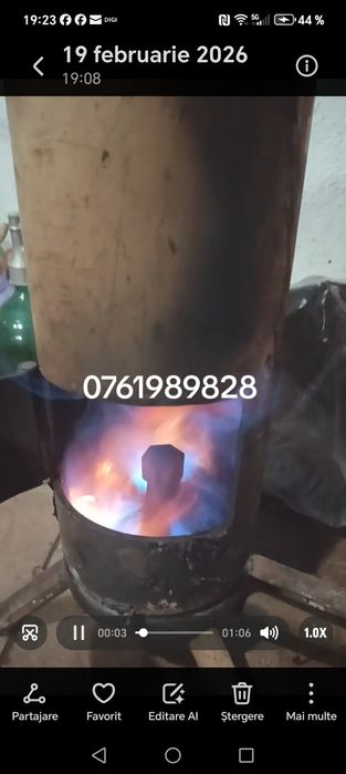 Sobă pe ulei ars din tablă de 5mm bună pentru garaje sau ateliere mici