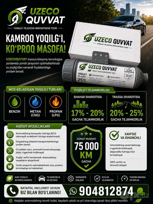 Benzin metan propan ekonomiya qiling 25%