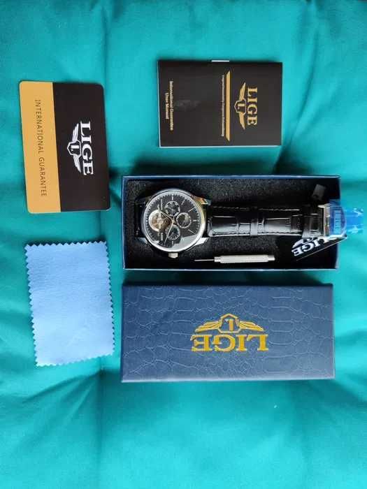 Ceas mecanic automatic Lige Tourbillon  Black