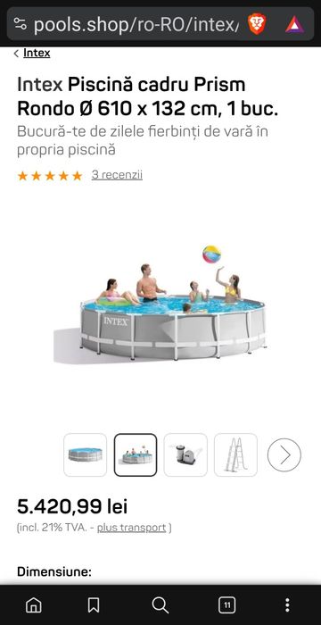 Piscina INTEX  6 m x 6 m x 1.32 m