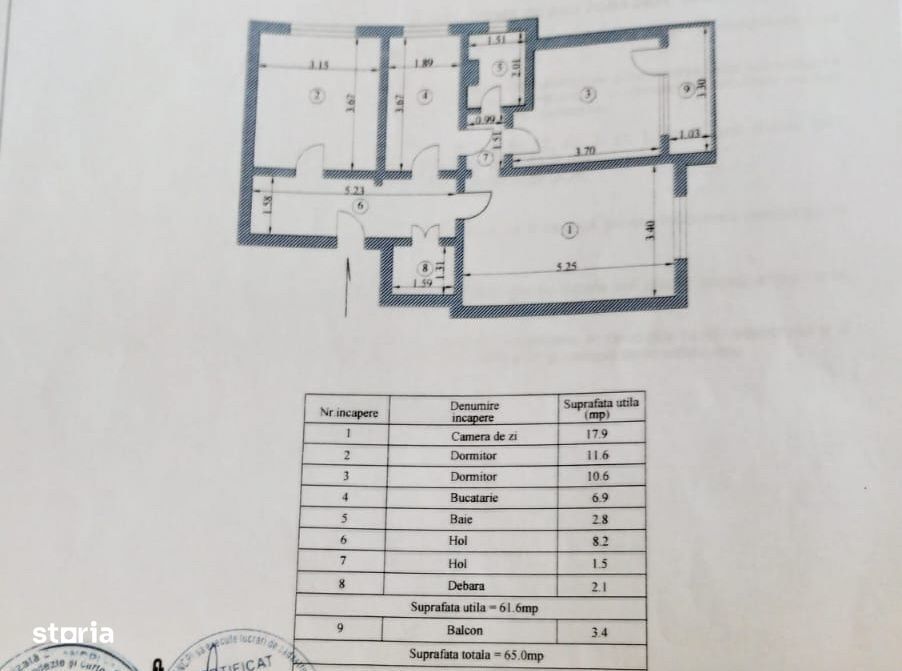ETAJ 1. Apartament 3 camere confort 1, zona Obor.