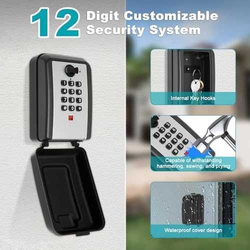 Нова Метална кодова кутия за ключове външна стенна сейф 12 цифри дом