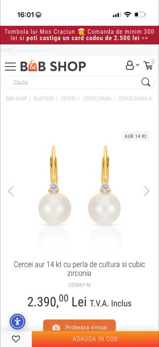 Cercei aur cu perle cultura