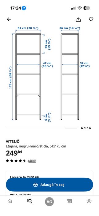 Etajera sticla VITTSJÖ  IKEA
