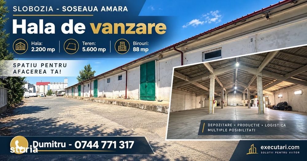 Slobozia - Soseaua Amara, Hala si birouri cu teren 5.600 mp