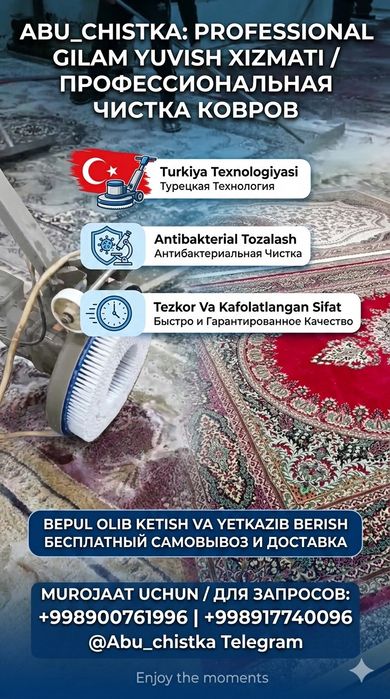 Gilam yuvish mebel yuvish