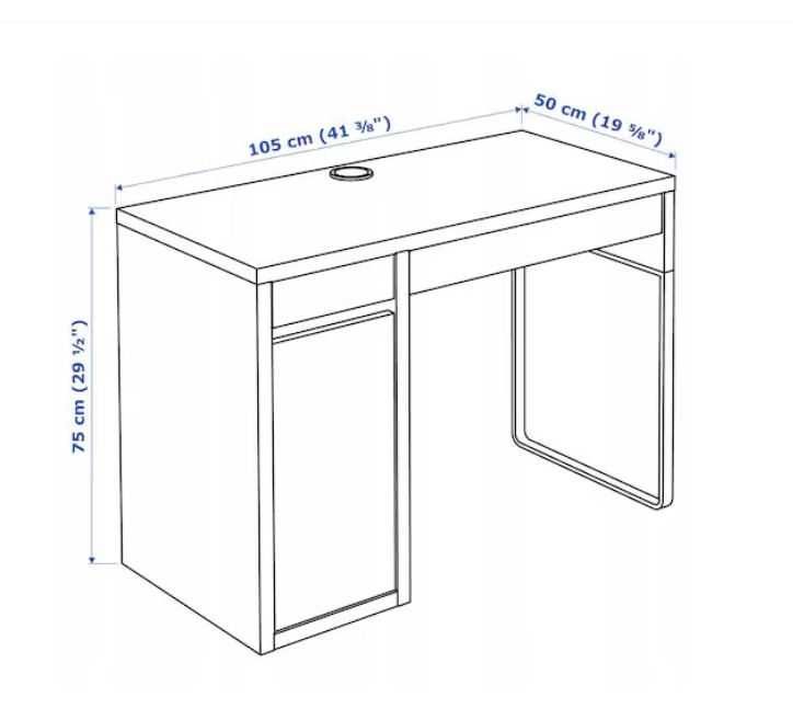 Birou IKEA MICKE alb 105x50cm, 2 rafturi reglabile, 75cm inaltime, nou sigilat