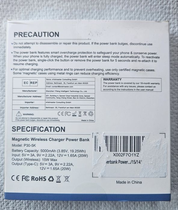 Baterie externa Powerbank magsafe iphone airpods ultra slim 5000 mAh