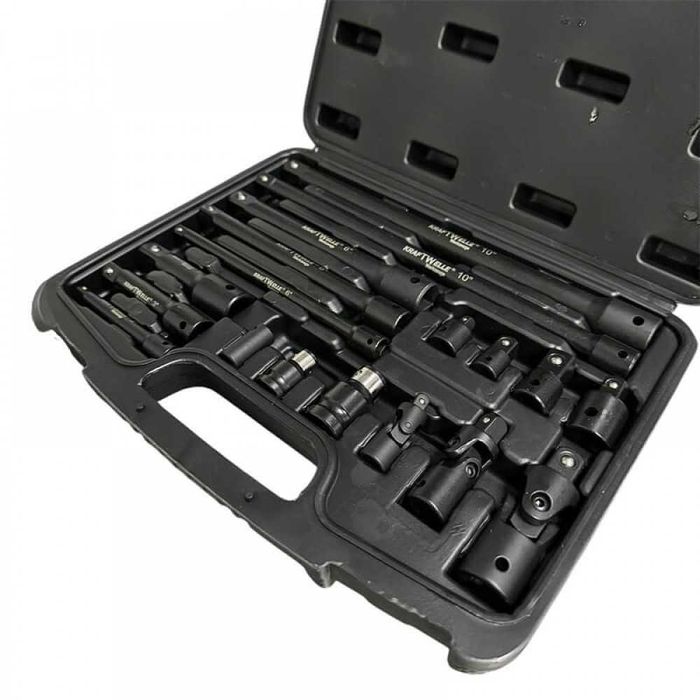 Комплект ударни преходници и удължения 1/4", 3/8" 1/2" 18ч KraftWelle