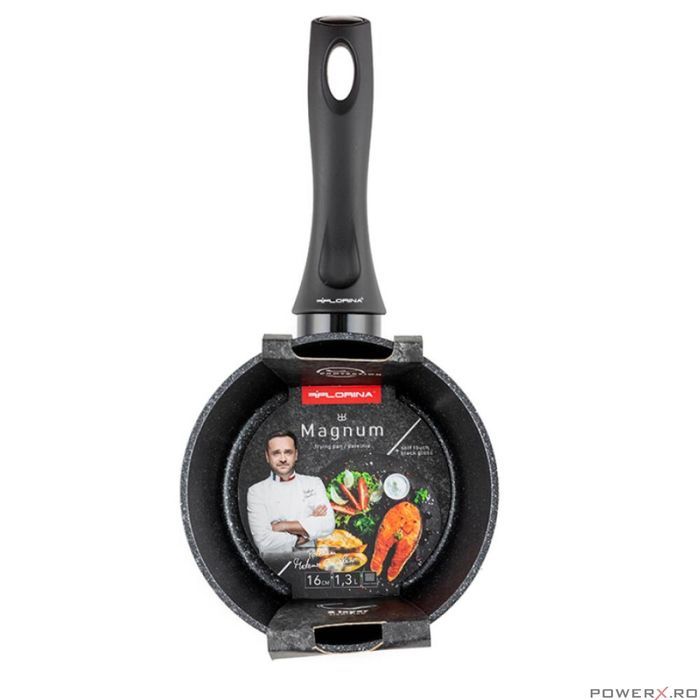 Cratita din aluminiu, cu invelis antiaderent, 16cm, 1.3l, negru,