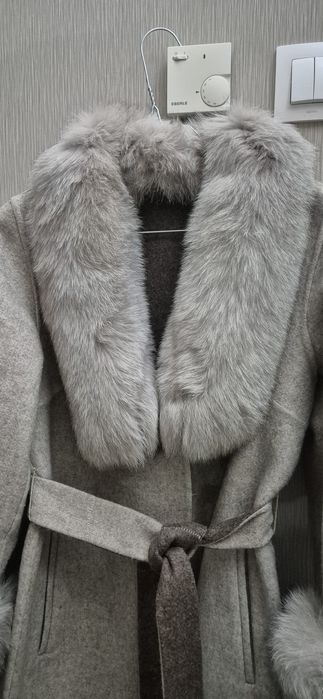 Палто алпака с естествен косъм от лисица